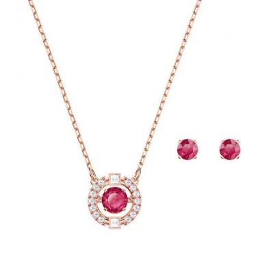 施華洛世奇耀動的心SPARKLING DC女項(xiàng)鏈耳環(huán)套裝紅