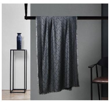 HUGO BOSS LOGO提花披肩-灰黑